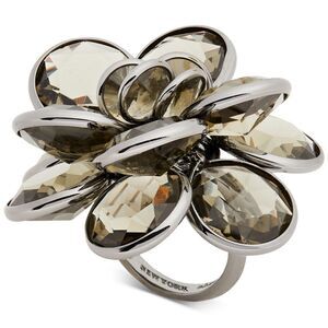 Kate Spade Elegant Silver and Brown Flower Ring size 7